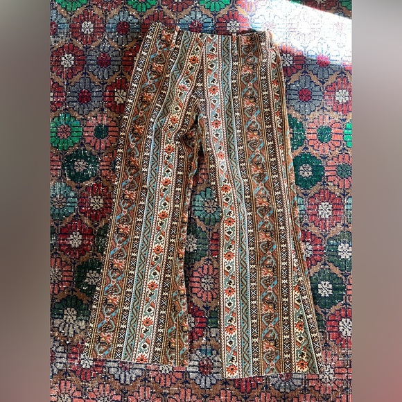 vintage 60s/70s handmade tapestry pants sailor pocket - Picture 3 of 4